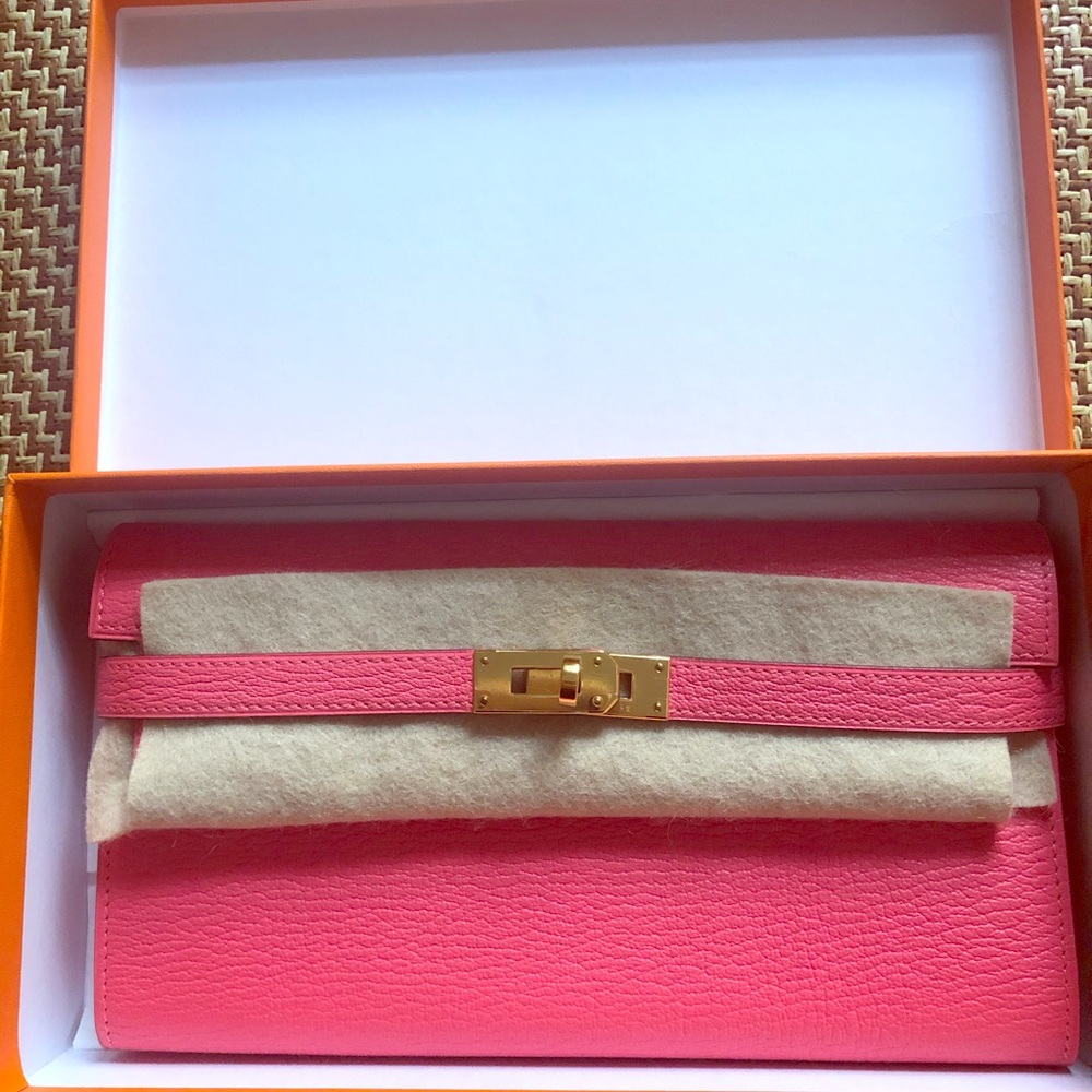 💯Authentic Hermes Kelly Long Wallet Chèvre Mysore